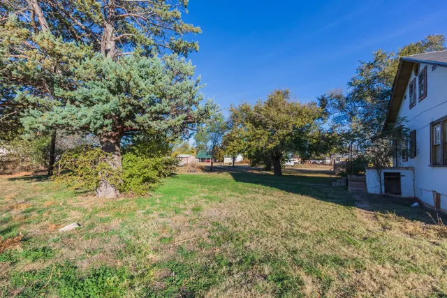 a view of a yard with an trees