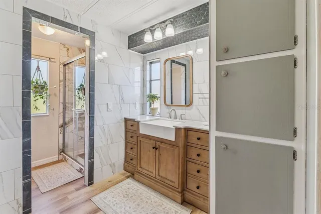 a bathroom with a shower