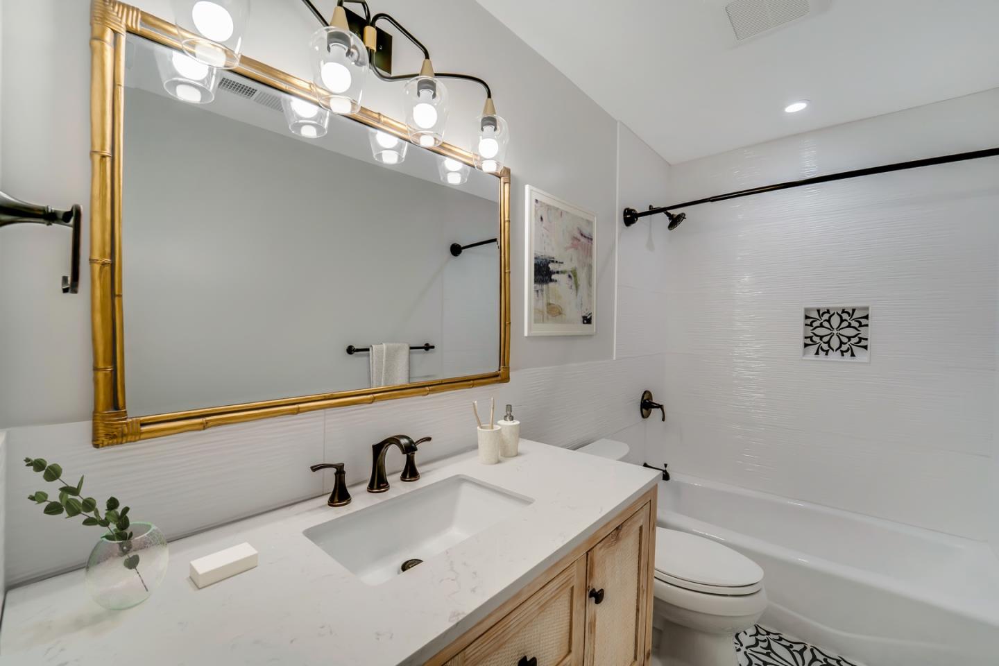 890 Quintinia Drive Sunnyvale, CA 94086 - Photo 18 of 37 a bathroom with a sink vanity granite toilet tub and shower