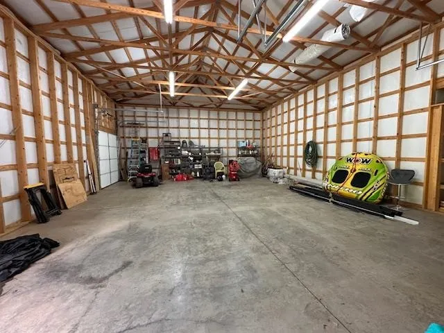 a view of a garage with furniture