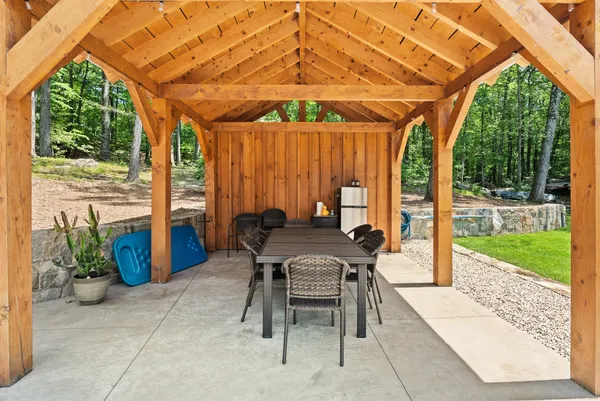 a table and chairs in the patio