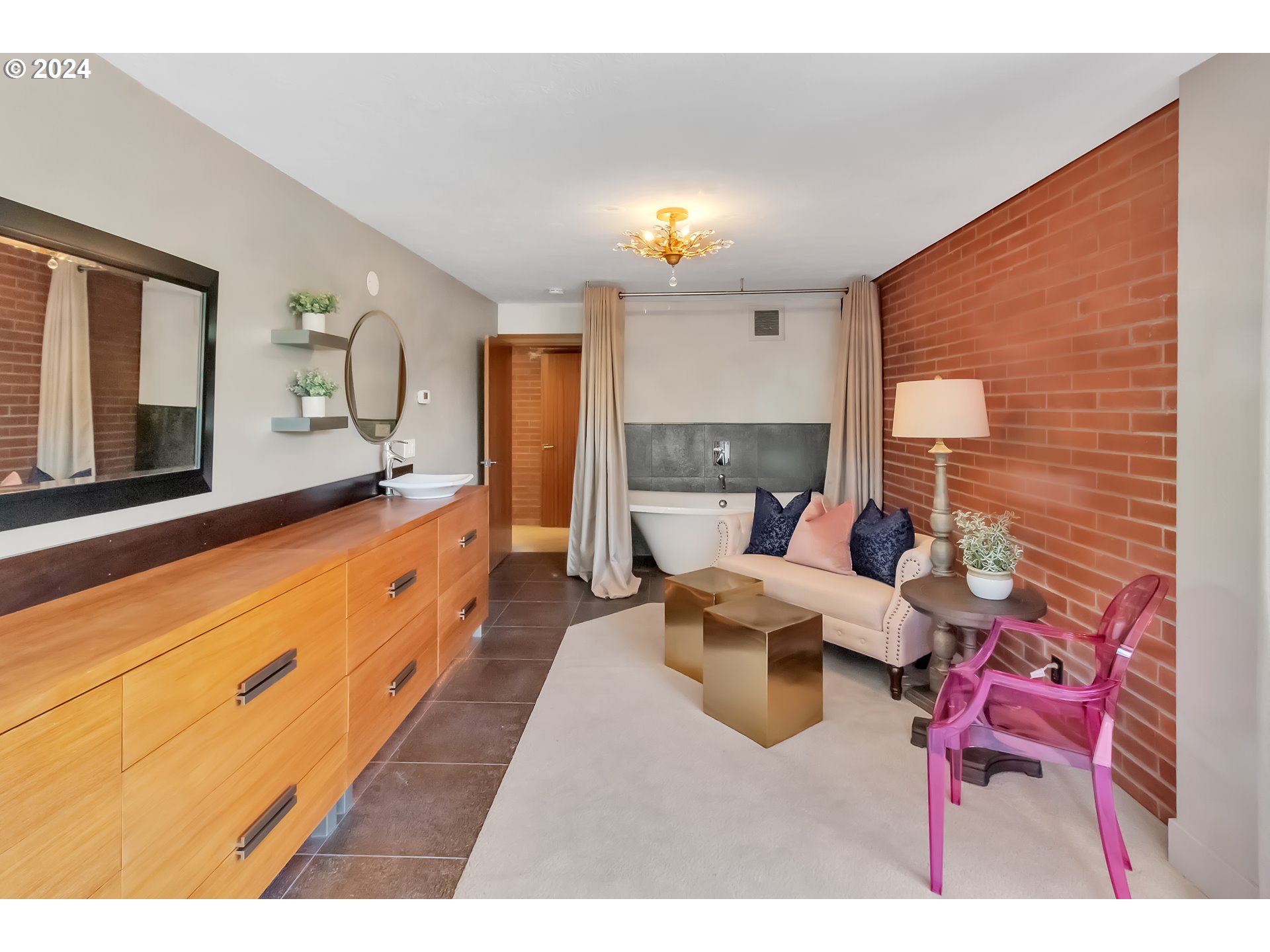 106 High Street Eugene, OR 97401 - Photo 12 of 46 a living room with furniture and a fireplace