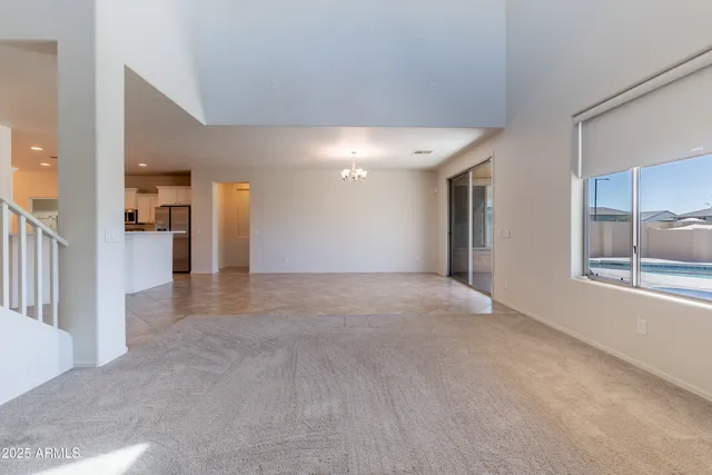 a view of a hallway with a furniture