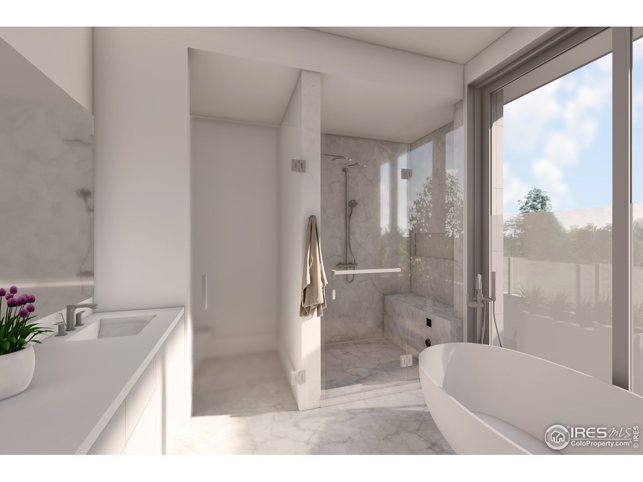 2805 Broadway, Unit E Boulder, CO 80304 - Photo 7 of 12 a bathroom with a sink toilet and shower