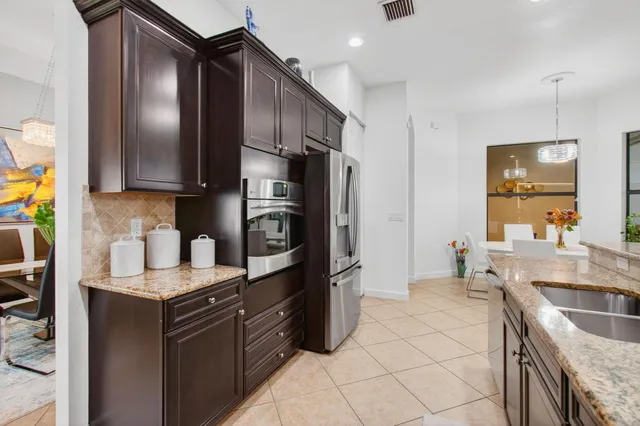 a view of a park with swings