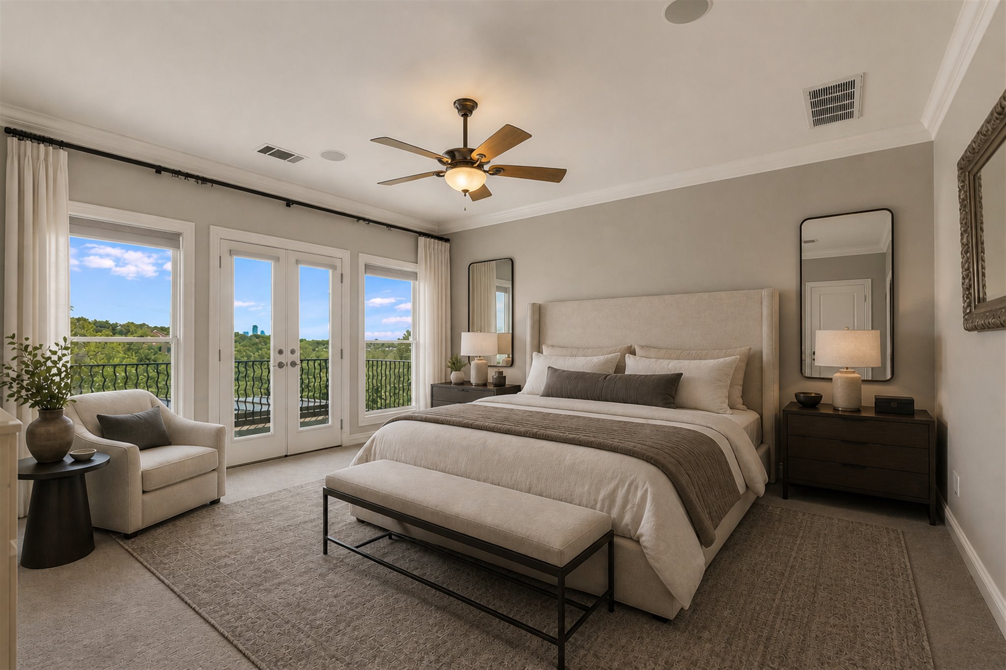 1910 Rue De St Tropez, Unit 4 Austin, TX 78746 - Photo 7 of 27 Spacious bedroom with double French doors opening to a private balcony