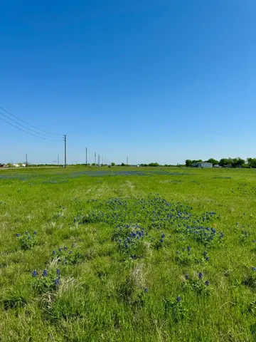 a view of a field with an ocean