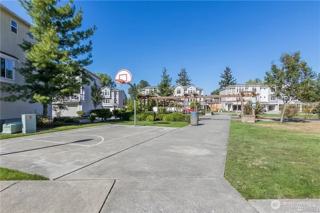 a front view of a building with street