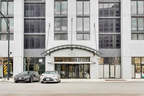 a view of a building on a city street