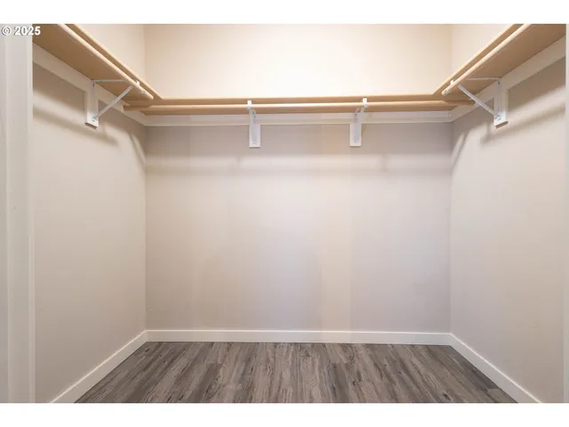 a view of an empty walk in closet