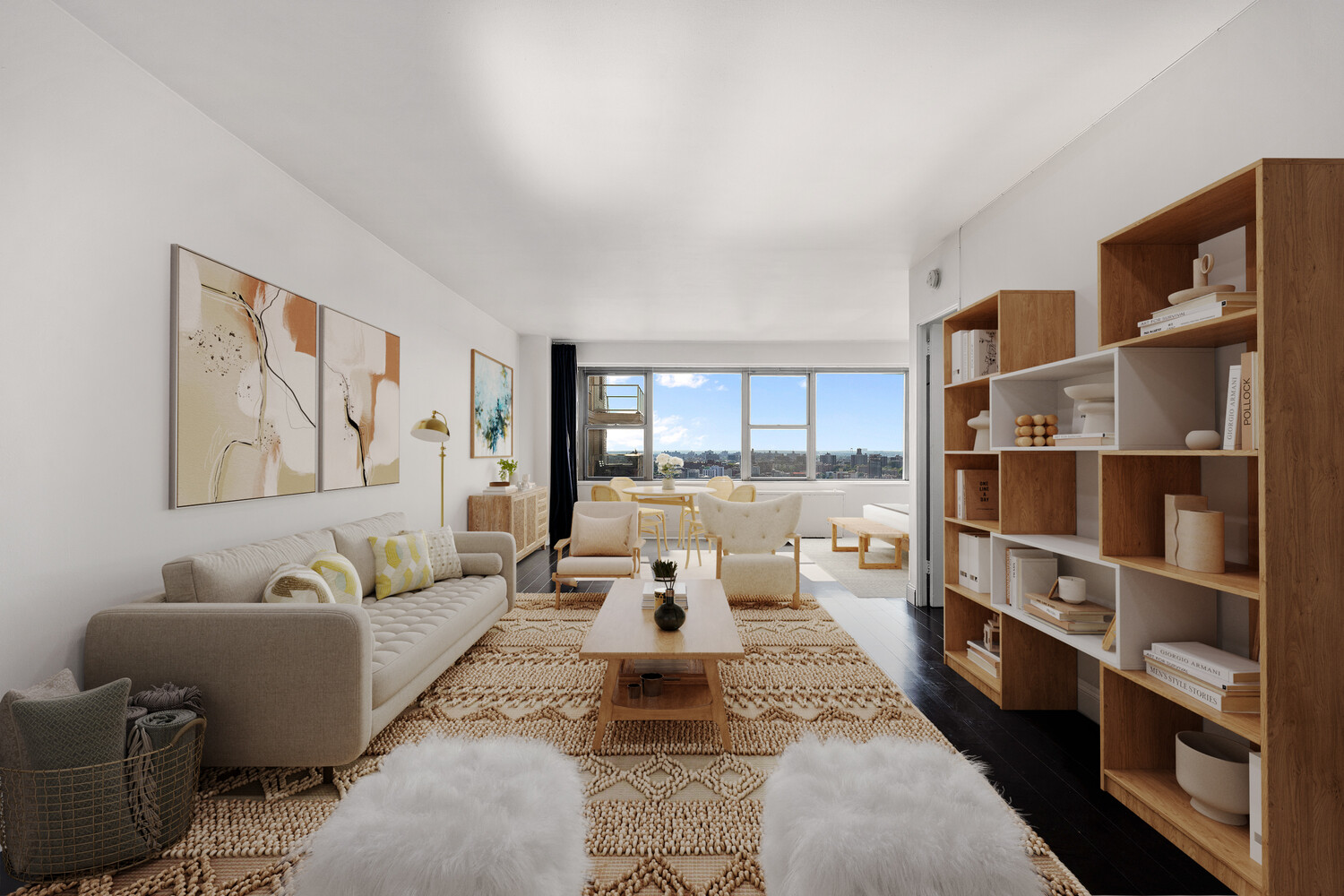 1020 Grand Concourse, Unit 20B Bronx, NY 10451 - Photo 1 of 10 a living room with furniture and a book shelf