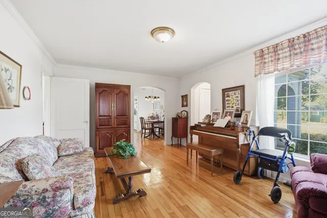 a living room with furniture