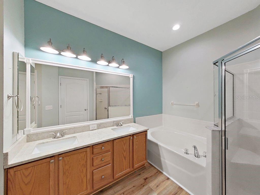 6077 Sandhill Ridge Drive Lithia, FL 33547 - Photo 27 of 58 a bathroom with a tub sink and mirror