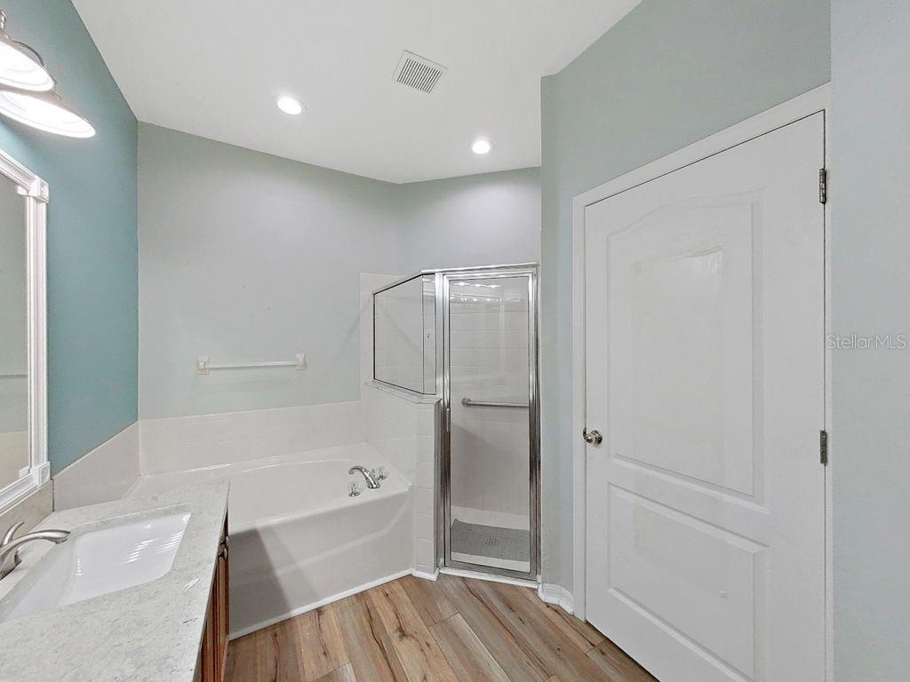 6077 Sandhill Ridge Drive Lithia, FL 33547 - Photo 29 of 58 a bathroom with a bathtub and a shower