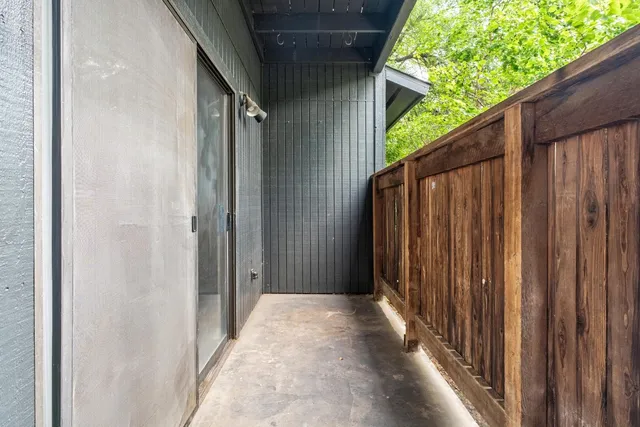 a view of wooden balcony