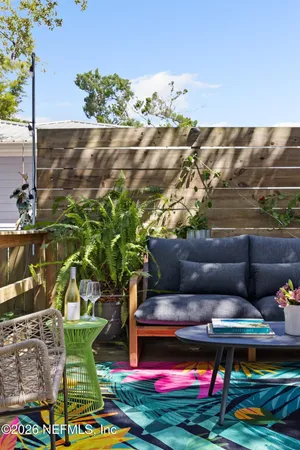 a view of a dinning tables and chairs in the patio