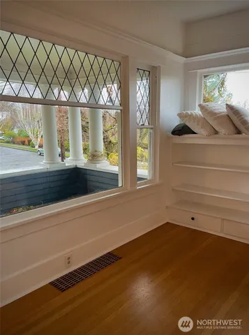 a living room with a fireplace