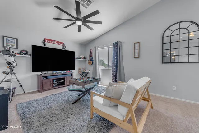 an outdoor space with chairs