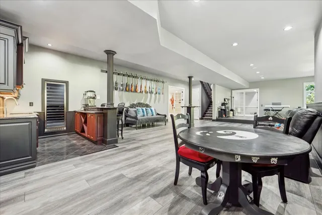 a view of a house with a backyard and a garden