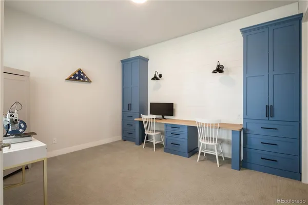 a workspace with furniture