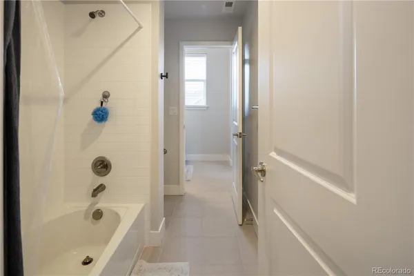 a bathroom with a bathtub