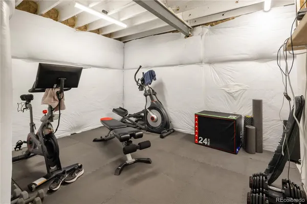 a view of a room with gym equipment