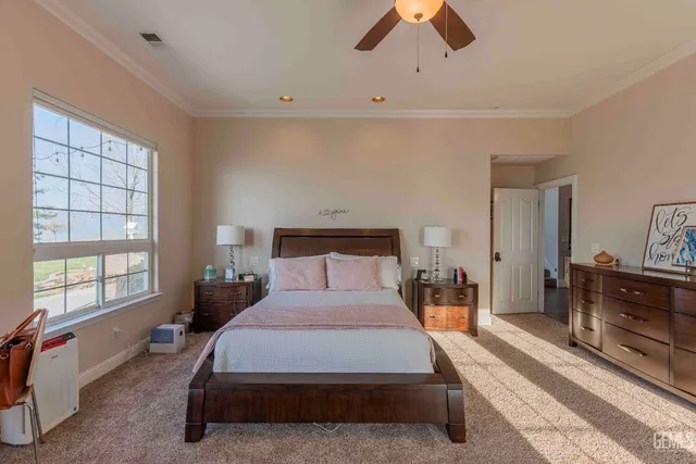 a view of a lake in middle of the town