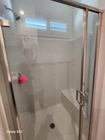 a bathroom with a shower