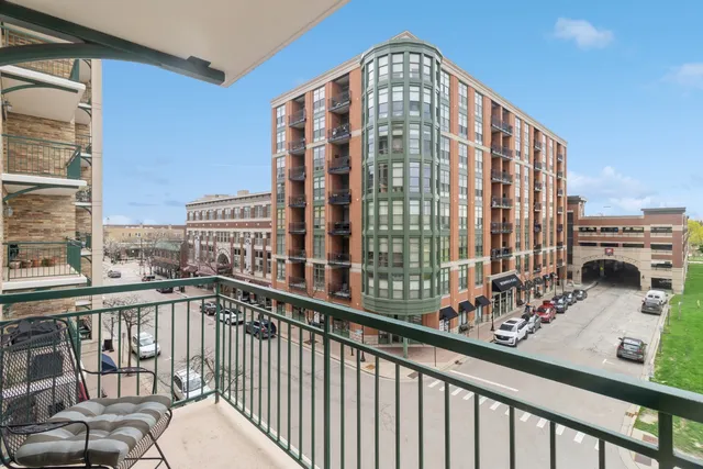 a view of a balcony and a potted plant