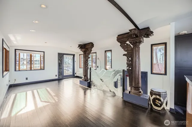 a bathroom with a shower and a tub