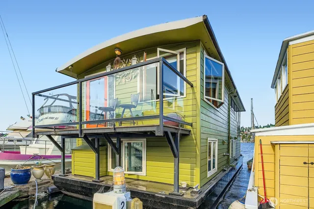 a backyard of a house with seating space