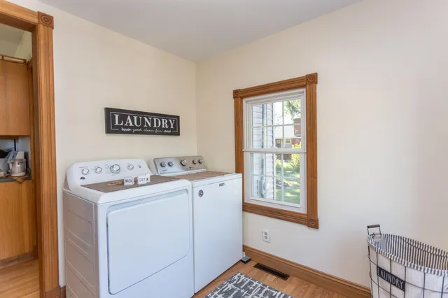 a utility room with dryer and washer