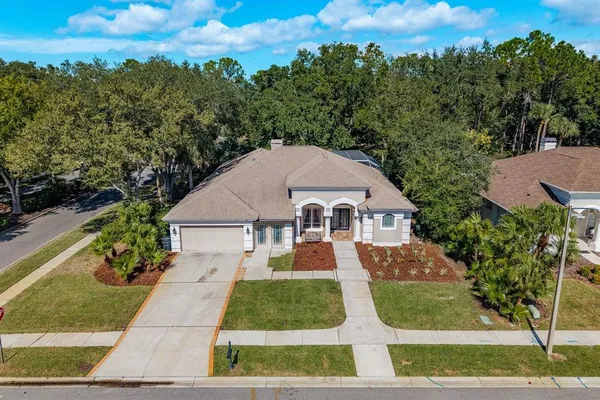 an aerial view of a house