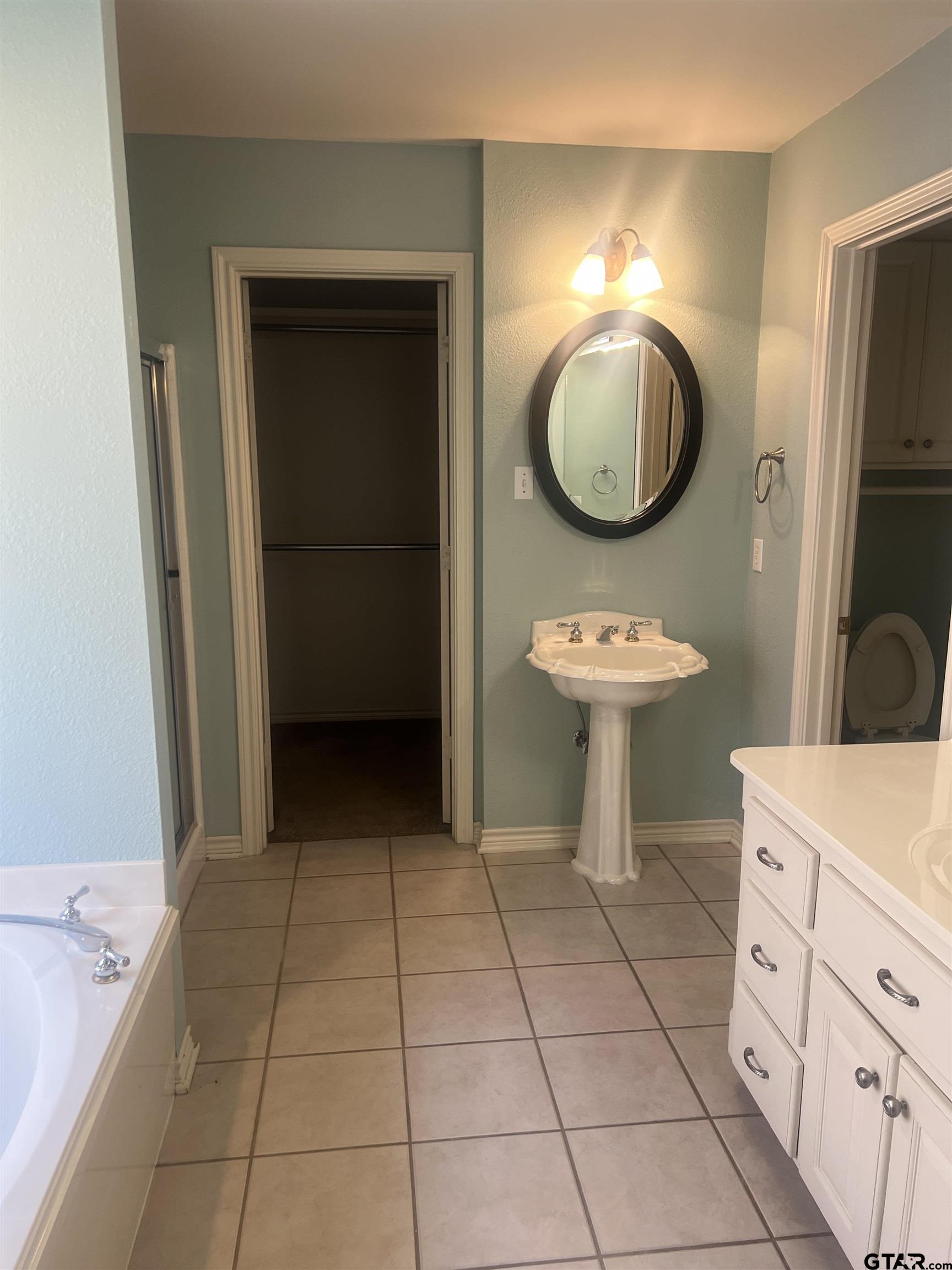 1805 Oak Ridge Street Hideaway, TX 75771 - Photo 10 of 15 a bathroom with a sink a mirror and a mirror