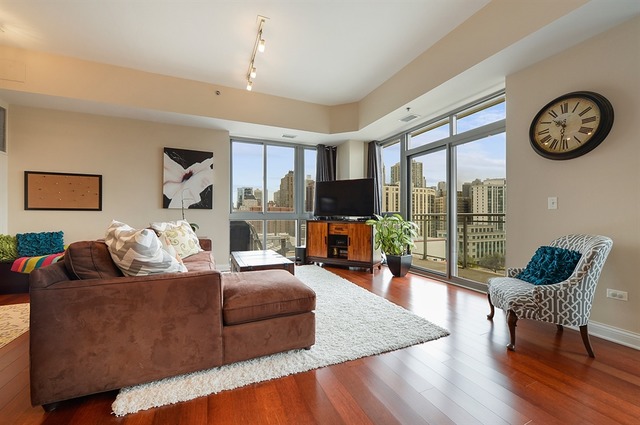 230 West Division Street, Unit 1005 Chicago, IL 60610 - Photo 2 of 15 a living room with furniture and a large window