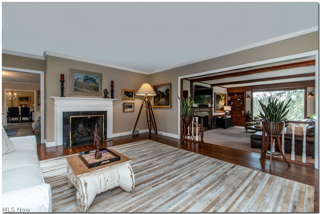 33955 Old Kinsman Road Hunting Valley, OH 44022 - Photo 6 of 35 Enjoy the living room fireplace. The living room adjoins the family room.