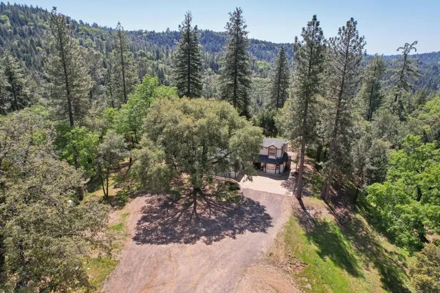 a view of a and mountain in a field