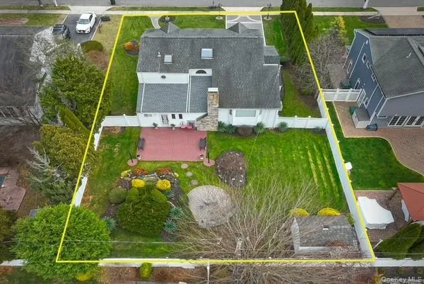 an aerial view of a house