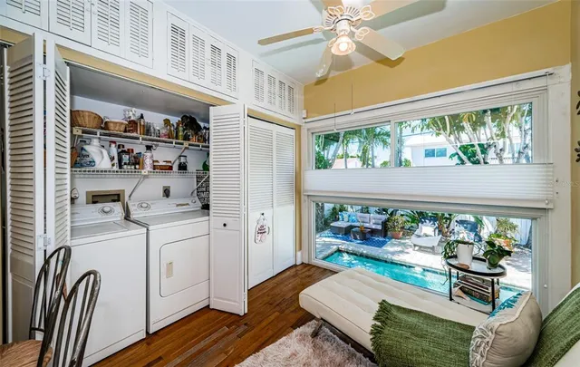 a utility room with dryer and washer