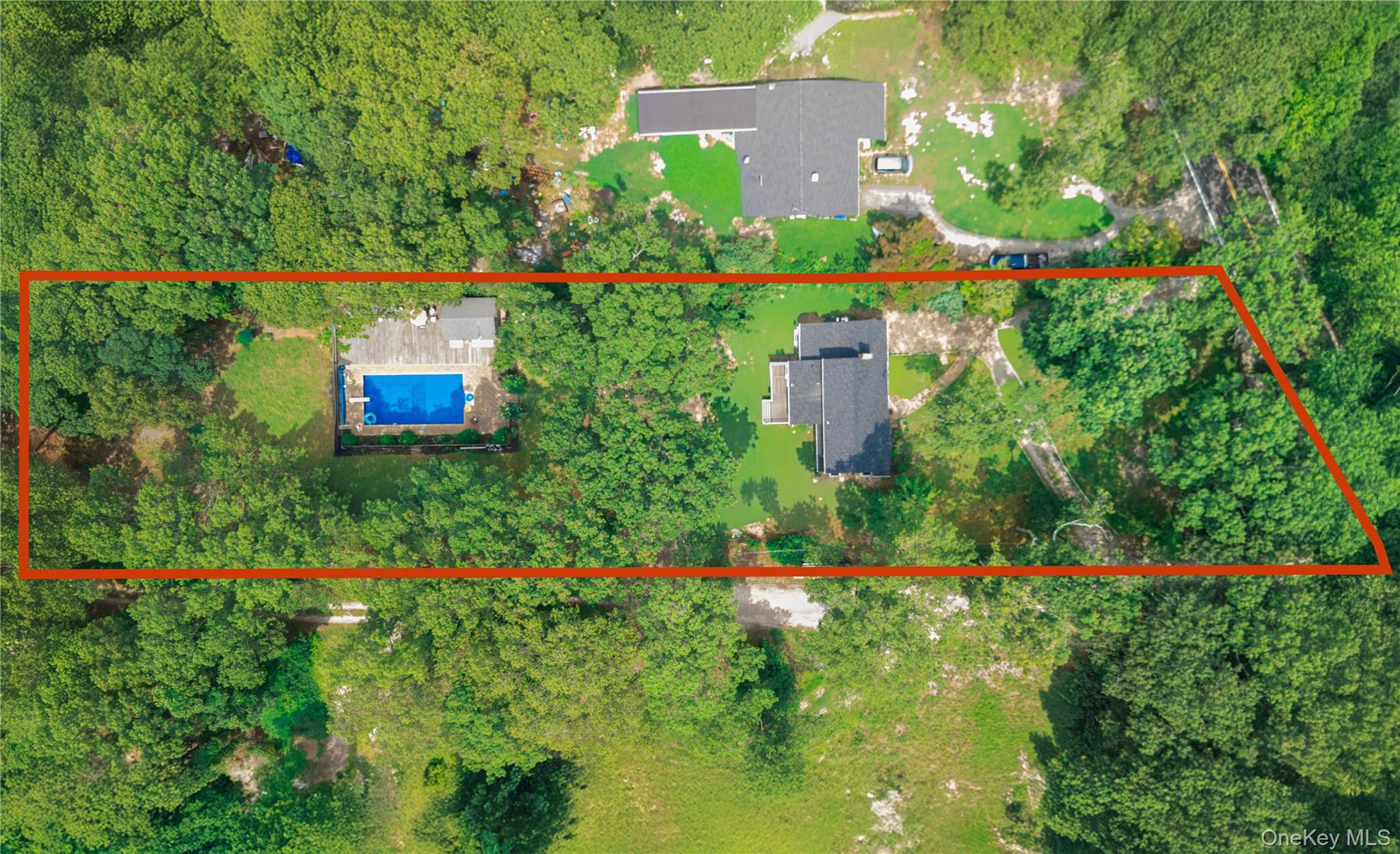 234 Pine Road Coram, NY 11727 - Photo 1 of 1 Aerial overview of property's location with property boundaries highlighted