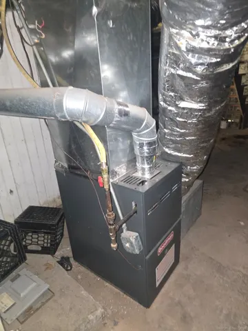 a view of a street with brick building