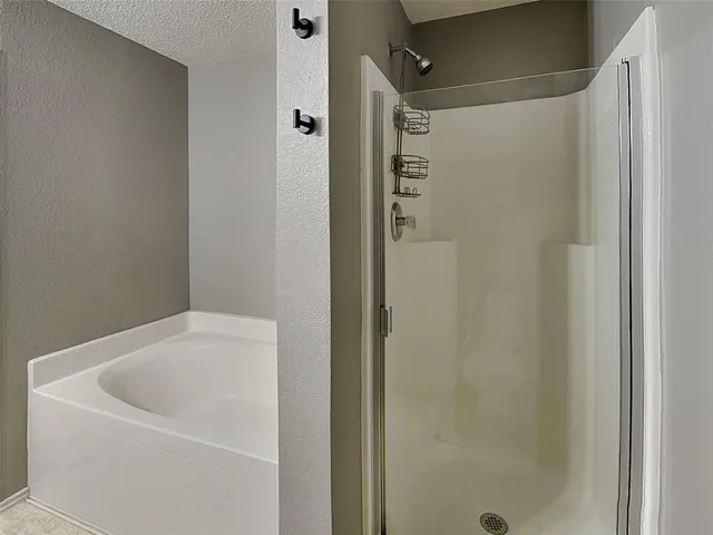 a bathroom with a bathtub