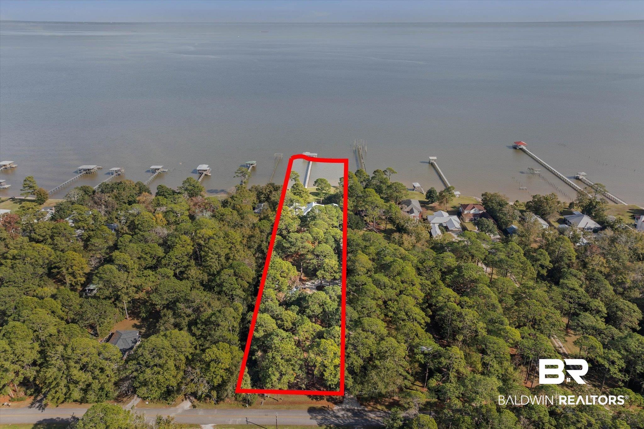 7015 Bay Road Mobile, AL 36605 - Photo 51 of 53 Aerial overview of property's location featuring property parcel outlined