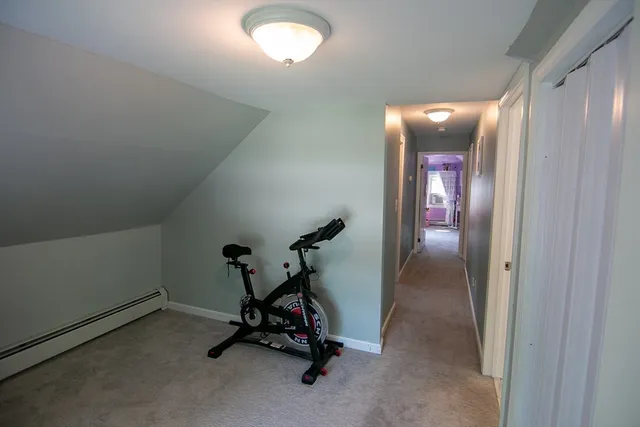 a view of a room with gym equipment