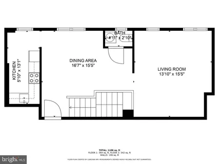 a picture of a bench in a white building