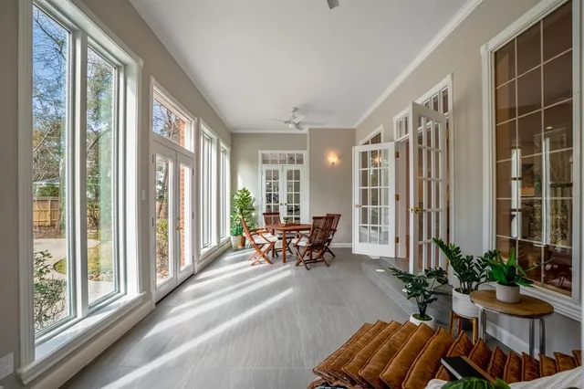 a living room filled with furniture and a potted plant
