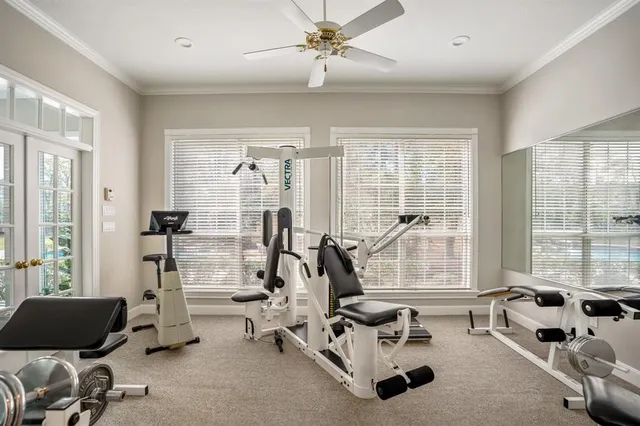 a view of a room with gym equipment