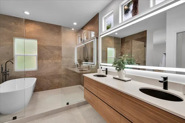 a view of a backyard with swimming pool