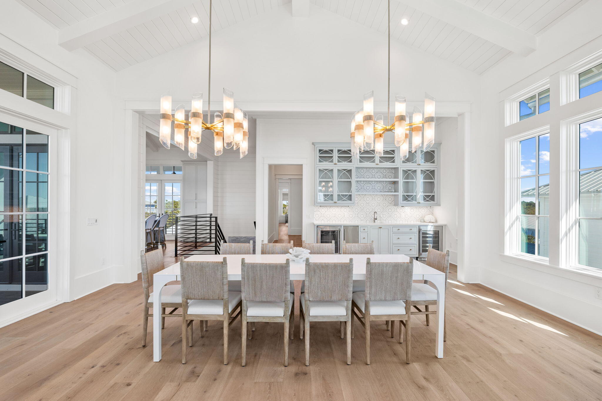 8103 East County Highway 30A Inlet Beach, FL 32461 - Photo 72 of 86 a view of a dining room with furniture wooden floor and chandelier