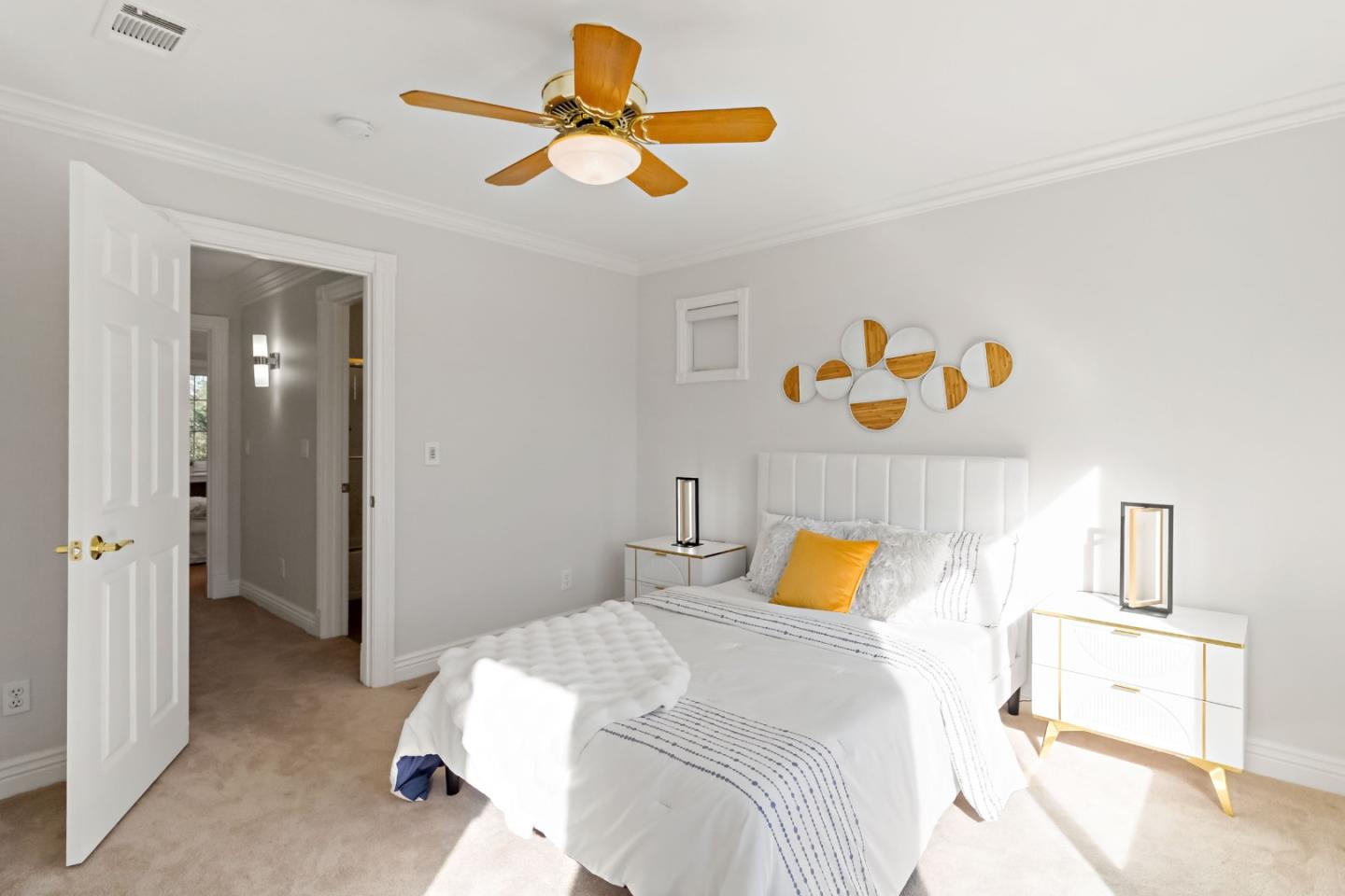 5335 Roxburghe Court San Jose, CA 95138 - Photo 39 of 60 a bedroom with a bed and a chandelier